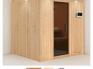 Karibu Sauna Dima, BxTxH: 210 x 184 x 202 cm, 68 mm, (Set) 3,6-kW-Plug & Play Ofen mit externer Steuerung