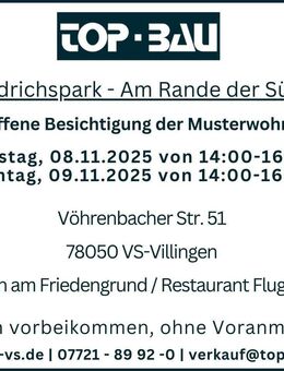 "Friedrichspark": Parkblick, sonniger Balkon, große bodentiefe Fenster, offene Küche, 1.OG - Villingen-Schwenningen