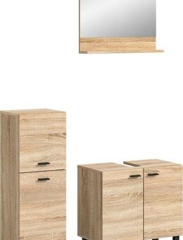 welltime Badmöbel-Set Tampa, Breite 102cm, 3-teilig, (3-St), Waschbeckenunterschrank, Spiegel, Midischrank