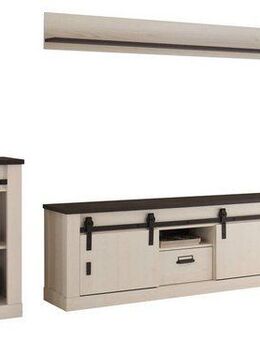 Home affaire Wohnwand SHERWOOD, (4-St), mit Scheunentorbeschlag, Apothekergriffe aus Metall, Breite ca. 388 cm