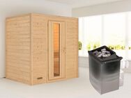 Karibu Sauna "Sonja" mit Energiespartür 2 Ofen 9 kW integr. Strg, BxTxH: 196 x 146 x 198 cm, 38 mm