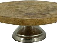 NOOR LIVING Kuchenplatte Dekorative Kuchenplatte, Holz, Metall, (1-tlg), aus Mangoholz und Metall
