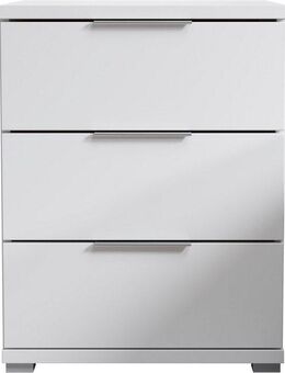 Schlafkontor Nachtkommode Smilla Nachttisch, Nachtkonsole mit Schubkästen, Korpus melaminbeschichtet, silberfarbige oder schwarze Griffe