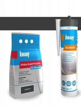 KNAUF Set Elastischer Fugenmörtel 1,5 kg und Silikon 280 ml KNAUF Anthrazit 335840 Set2 - Wuppertal