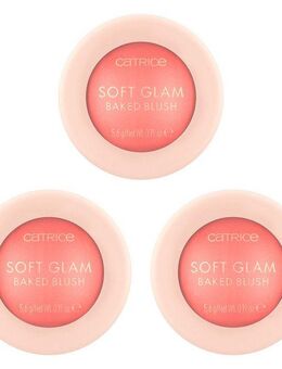 Catrice Rouge Soft Glam Baked Blush, 3-tlg., Lichtreflektierende Perlen für eine natürliche Ausstrahlung