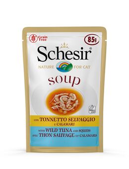 Sparpaket Schesir Cat Soup 24 x 85 g - Wilder Thunfisch & Tintenfisch