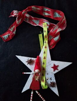 DIY Weihnachtsstern mit Wichtel ca. 25x25x2cm Weihnachten Christmas Stern - Essen