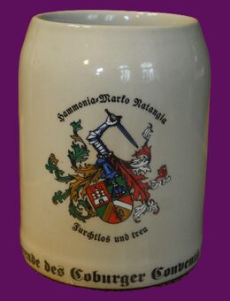 Bierkrug Keramik 0,5Liter , Studentika , Präsidierende des Coburger Convents 1997/98 , Höhe 13cm , K6 - Görlitz