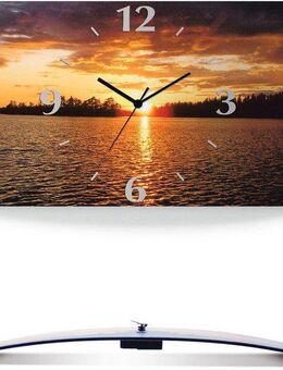 Artland Wanduhr Sonnenuntergang am See (3D Optik gebogen, mit Quarz- oder Funkuhrwerk, versch. Größen)