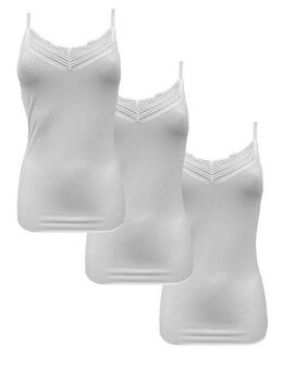 My Basic Unterhemd Free cut singlet (3er Pack) Spaghetti-Träger verstellbar, V-Ausschnitt, Spitze, elastisch