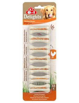 8in1 Delights Strong Kauknochen Huhn XS - Sparpaket: XS, 3 x 140 g (21 Stück)