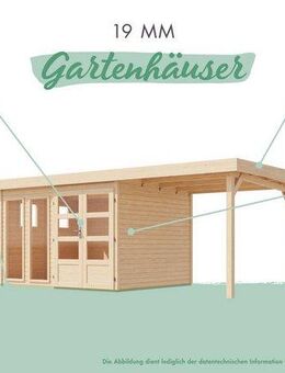 Karibu Gartenhaus Langesee 6 mit Anbaudach, BxT: 524x306 cm, aus hochwertiger nordischer Fichte mit wasserabweisender Profilierung