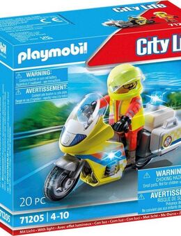Playmobil® Notarzt-Motorrad mit Blinklicht (71205), My City Life Konstruktions-Spielset, mit Lichtmodul, Made in Europe