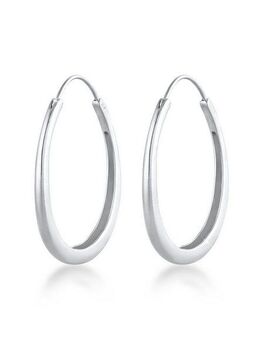 Elli Paar Creolen Creolen Hänger Oval Geo Basic Trend Big 925 Silber