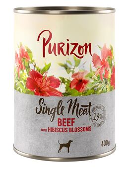 Sparpaket Purizon Single Meat 24 x 400 g - Rind mit Hibiskusblüten