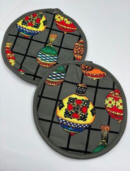 2er‑Set Topflappen, 100% Baumwolle, rund Ø ca. 20 cm, Lampen Deko - Dossenheim