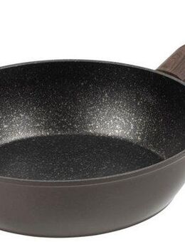 RESTO Kitchenware Bratpfanne Carina, tiefe Schmorpfanne mit holzähnlichem Soft-Touch-Griff, Aluminium (1-tlg), mit Marmor-Antihaftbeschichtung, 4-lagig, für alle Herdarten geeignet
