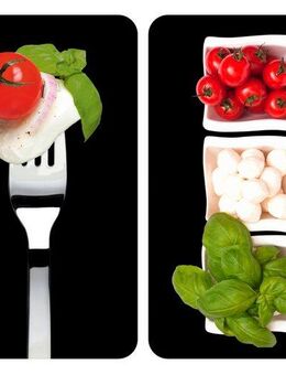 WENKO Herd-Abdeckplatte Universal Modell Caprese, Glas, (Set, 2 tlg), Herdabdeckung für alle Herdarten, kratzfest, mit rutschfesten Füßen