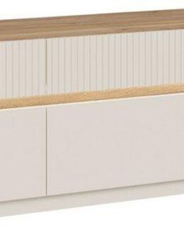 FORTE Lowboard Oak Squere TV-Board, TV-Schrank, TV-Board, Beleuchtung, grifflos, Klappen