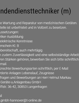 Kundendiensttechniker (m) - Langenhagen