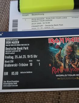 1 Ticket Iron Maiden Konzert Frankfurt - Mörfelden-Walldorf