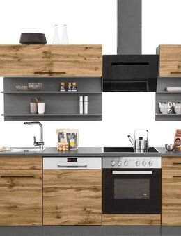 KOCHSTATION Küchenzeile KS-Tulsa, mit E-Geräten, Breite 210 cm, schwarze Metallgriffe, MDF Fronten