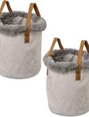 Creativ home Organizer Weihnachtsdeko (Set, 2 St), mit Kunstfellrand und Henkel, Höhe 20 cm, auch als Übertopf geeignet in 00000