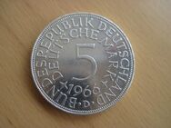 Münze 5 DM 1966 D alte Deutsche Mark, Silberadler, Heiermann - Schwanewede
