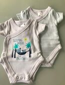 Baby Body Jungen Babyboy Sterne Weiß Türkis Bunt Palmen 2-teilig Marke: Baby Club C&A, 100% Baumwolle Bio-Baumwolle Gr. 68 in 72459