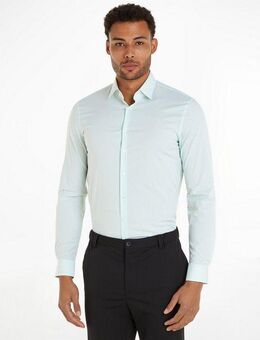 Calvin Klein Langarmhemd POPLIN STRIPE SLIM SHIRT mit Logoprägung