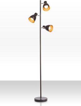 B.K.Licht Stehlampe, ohne Leuchtmittel, LED Stehleuchte Design Standleuchte Retro Vintage Metall schwarz-gold