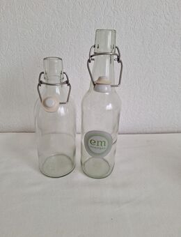 2 Flaschen mit Bügelverschluss em Chiemgau als Set zusammen 26cm und 22cm hoch - Essen
