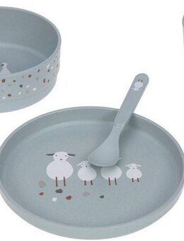 LÄSSIG Kindergeschirr-Set Tiny Farmer, Sheep/Goose Blue (4-tlg), 1 Personen, Polypropylen, Zellulose