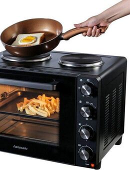 Hanseatic Kleinküche 97530243 HMO366BKB, mit Doppelkochplatte, Back- und Krümelblech, Grillrost, 36L Garraum