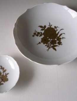Kaiser Porzellan Salzburg 2 Schalen 16 cm + 8 cm weiß Gold Blumen Vintage zus. 7,- - Flensburg