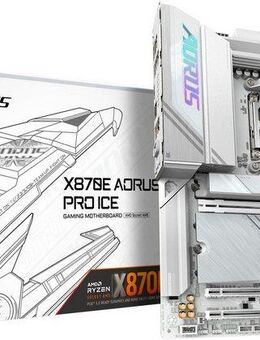 Gigabyte X870E AORUS PRO ICE Motherboard - Unterstützt AMD Ryzen 9000 CPUs, 16+ Mainboard