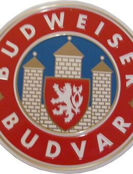 Brauerei Budweiser - Budvar - rundes Blechschild 25 cm - Doberschütz