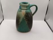 Vase mit Henkel grün gemustert hoch ca. 12cm Öffnung ca. 3cm breit 7cm - Essen
