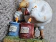 g08) Deko Huhn aus Keramik / Gips - 9 cm hoch - gelb grün - Ostern - Osterhuhn - Dekoration in 30823
