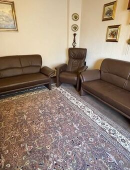 Couch-Set dreiteilig,Leder braun,Federkern - Bornheim (Nordrhein-Westfalen)