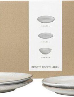Broste Copenhagen Geschirr-Set Nordic Sand, inklusive Spültuch Set aus 100% Baumwolle (7-tlg), 2 Personen, Keramik, Beliebte Geschirr Sets Exclusiv mit Geschenk