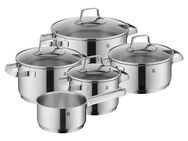 WMF Topf-Set Belmonte, mit Glasdeckeln, Cromargan® Edelstahl Rostfrei 18/10 (Set, 9-tlg), spülmaschinengeeignet, Innenskalierung, für alle Herdarten geeignet