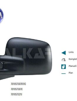 AUSSENSPIEGEL LINKS KOMPLETT MANUELL PLAN VW T4 BUS 701857507C J - Dortmund Wickede