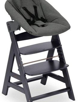 Hauck Hochstuhl Alpha Newborn Set Plus, Dark Grey (Set, 2 St), mit Newborn Aufsatz, FSC® - schützt Wald - weltweit