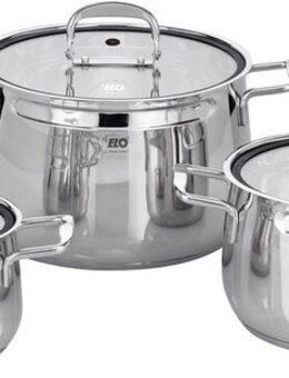 Elo Topf-Set Mystery, Edelstahl 18/8 (Set, 6-tlg., je 1x Fleischtopf mit Deckel Ø 16/20/24 cm), Induktion