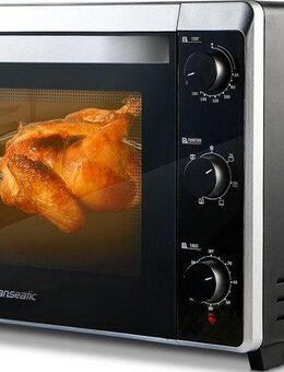 Hanseatic Minibackofen XXL Volumen 42 L, Zeitschaltuhr, motorischer Drehspieß, 7 Funktionen, Grillrost, Fettpfanne