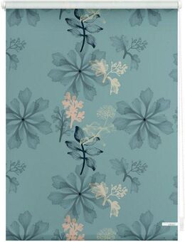 Seitenzugrollo Rollo Klemmfix, ohne Bohren, blickdicht, Aqua Floral - Blau, LICHTBLICK ORIGINAL, blickdicht, freihängend, Klemmfix