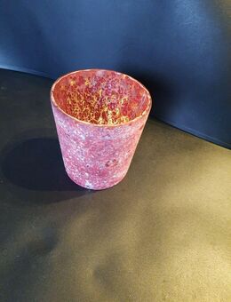 Glasvase rosa gesprenkelt Glas Höhe 13cm Öffnung ca. 12cm Umfang ca. 36cm - Essen