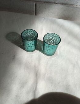 2 Stück Teelichthalter grün-silber 6cm hoch - Essen
