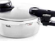 Fissler Schnellkochtopf vitavit® premium Schnellbratpfanne 1,8 Liter, Edelstahl 18/10 (2-tlg), Verriegelungsanzeige, Einstellbares Abdampfen, Einstellbare Kochstufen